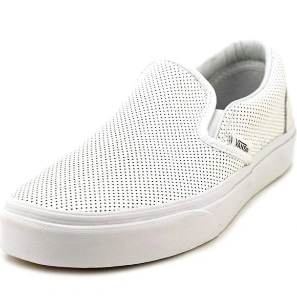 Vans White Perforated Slip-On Sneakers Asher 7 - Picture 1 of 8